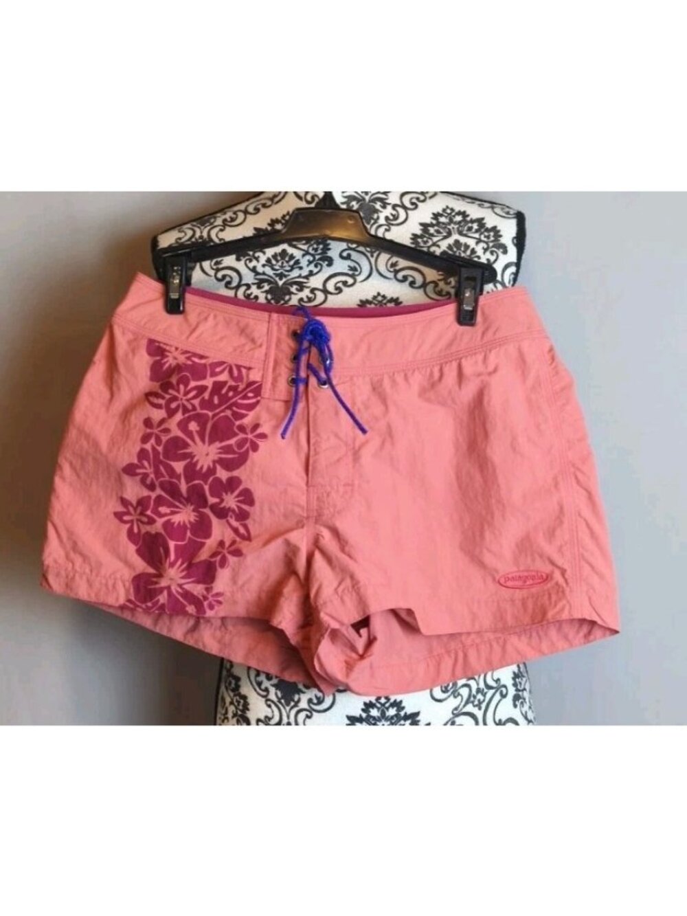 Patagonia Pataloha Women's 5 Board Shorts Coral Hibiscus Floral Nylon Drawstring